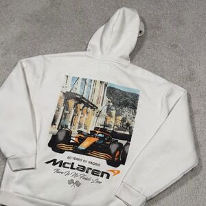 Hollister McLaren Formula 1 Team 60 Years Racing Graphic Hoodie Cream Mens XL